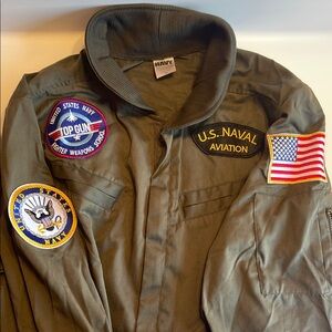 TOP GUN Olive Green U.S. Naval Aviation Jacket with Patches